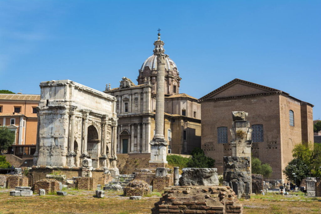 Arch of Septimius Severus and the Curia in Roman Forum Rome 2 1